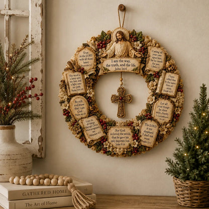 Christian Scripture Wreath Collection – Wood Faith-Inspired Décor（🔥Buy 2 Free Shipping）