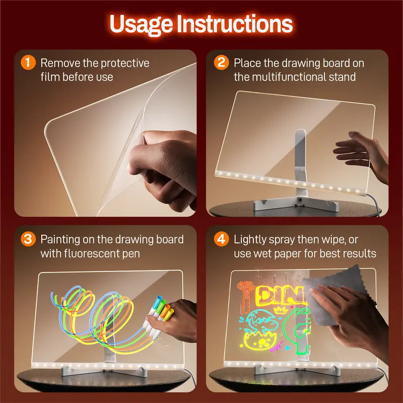 🎨🖌️LED Drawing Board for Kids with Light Effects✨