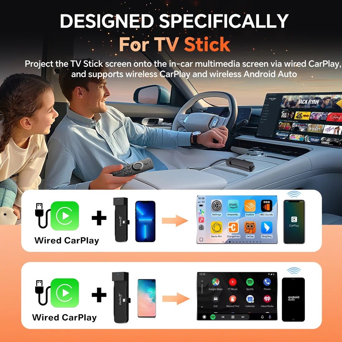 Wireless CarPlay & Android Auto HDMI Streaming Adapter