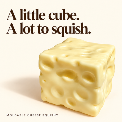 Pale yellow moldable cheese cube squishy