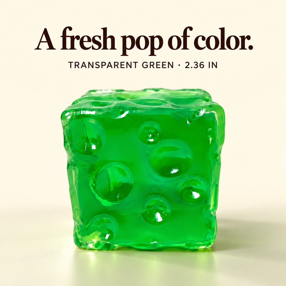 Transparent green 2.36-inch cheese cube squishy