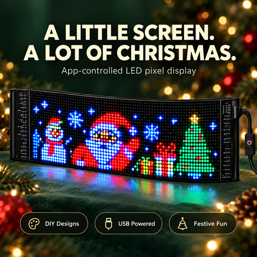 DIY Christmas LED pixel display with festive Santa and tree design