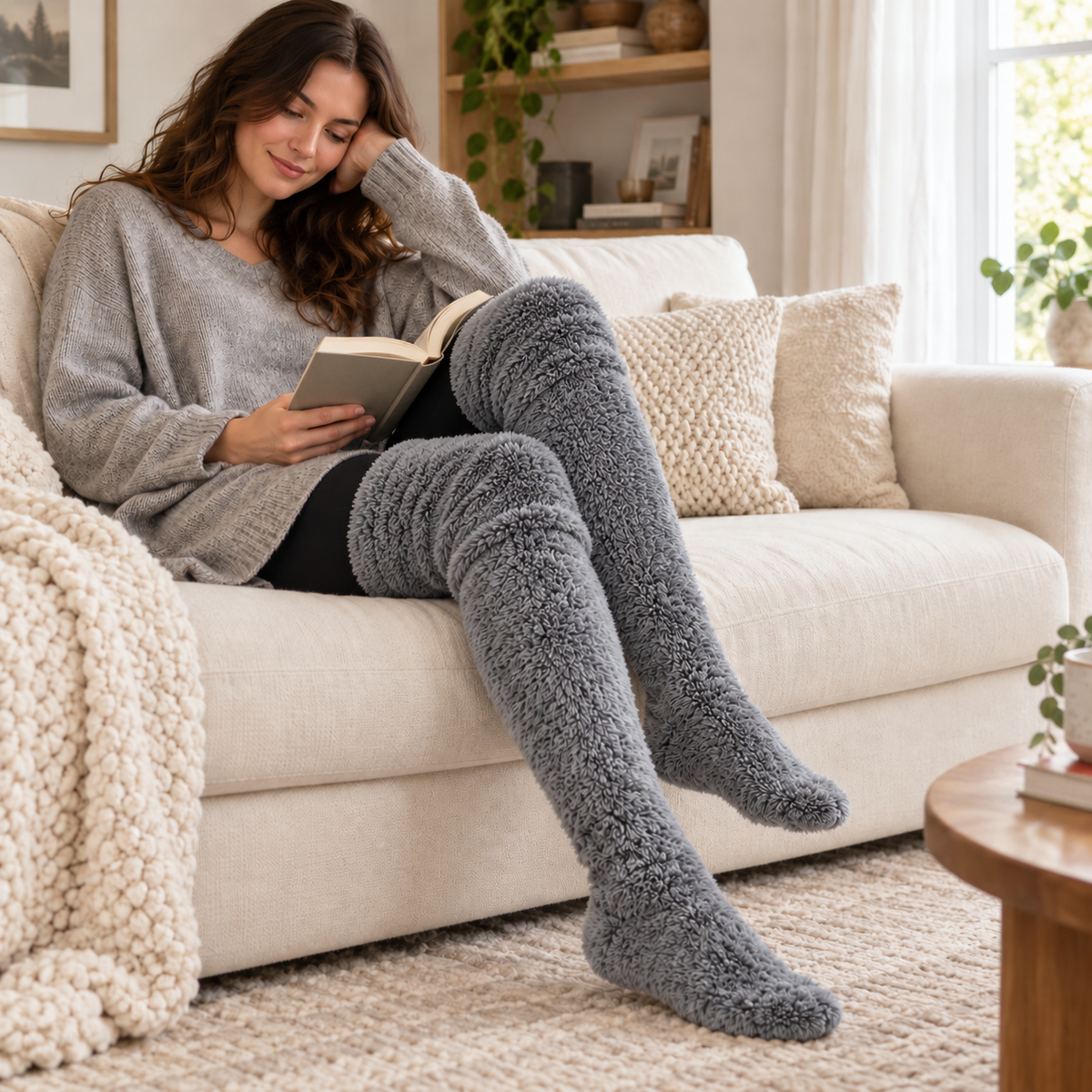 CloudCozy Over-the-Knee Plush Lounge Socks