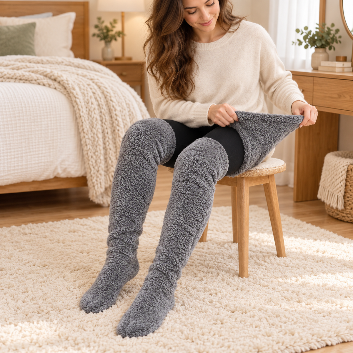 CloudCozy Over-the-Knee Plush Lounge Socks