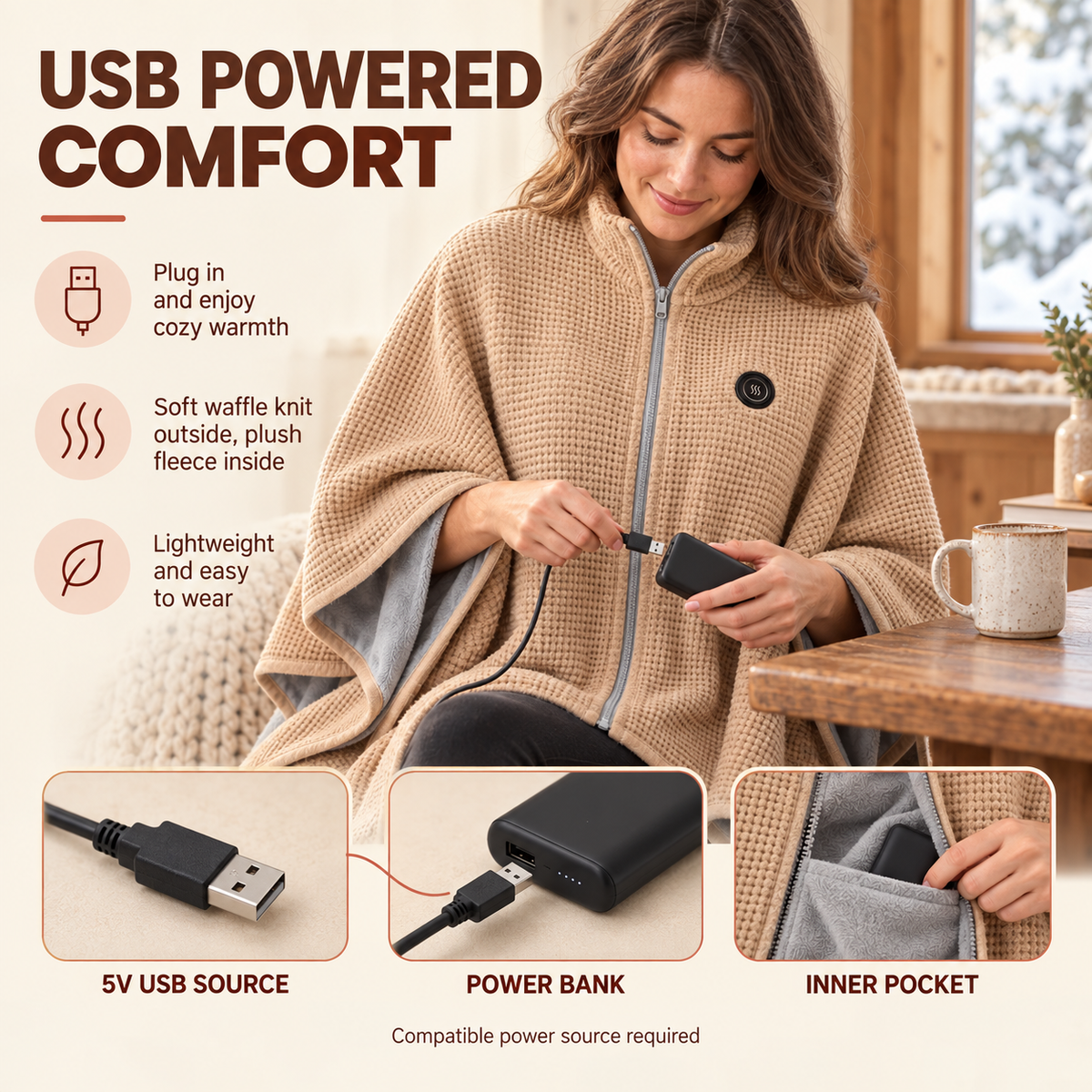 Cozy Current | USB Heated Waffle Wrap