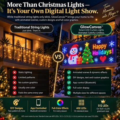 🎅💡GlowCanvas™ Smart Christmas Curtain Lights – App-Controlled DIY Animated LED Display