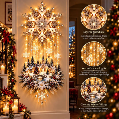 Christmas Snowflake Village Lighted Wall Decor