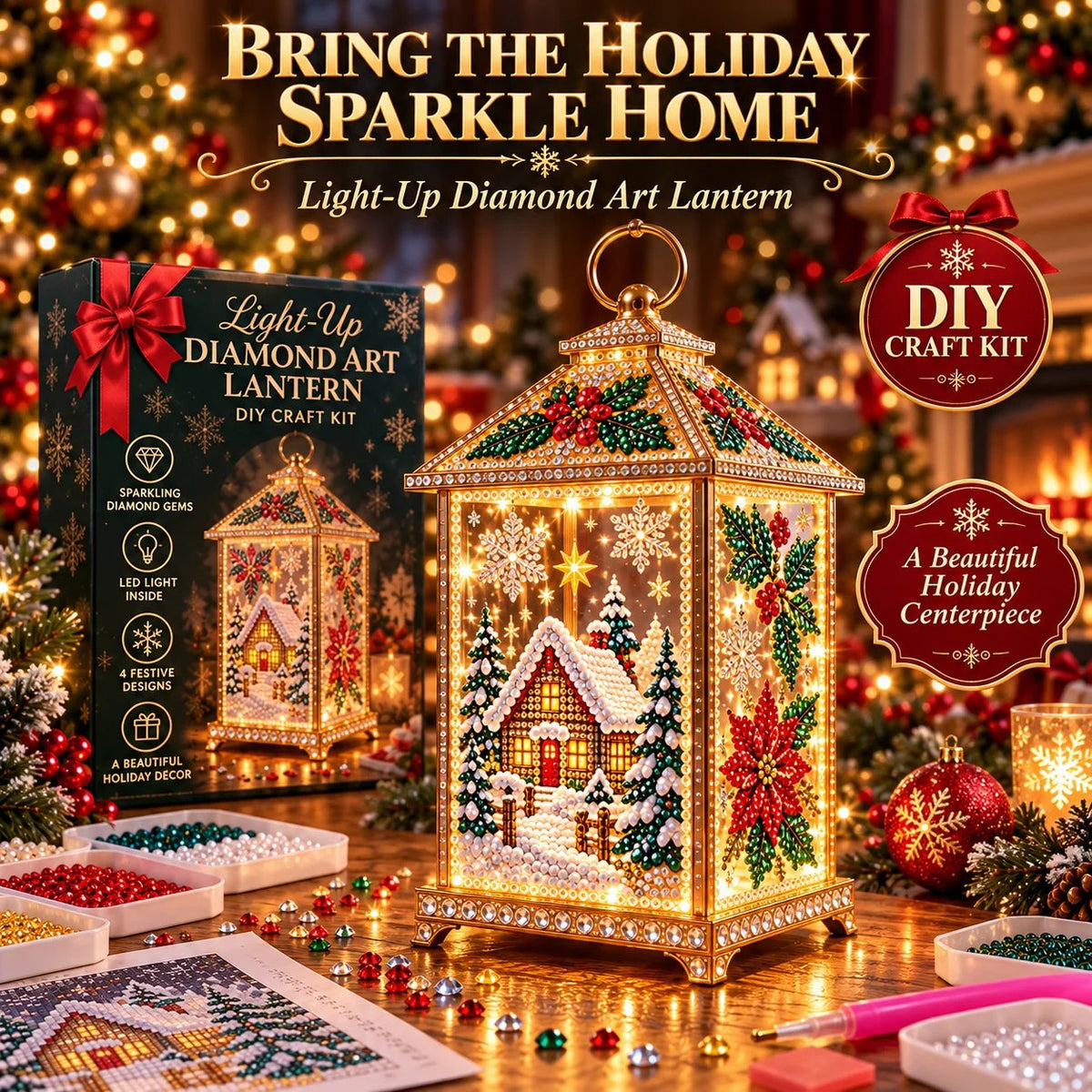 ✨ Christmas Glow™ — DIY Light-Up Diamond Art Lantern
