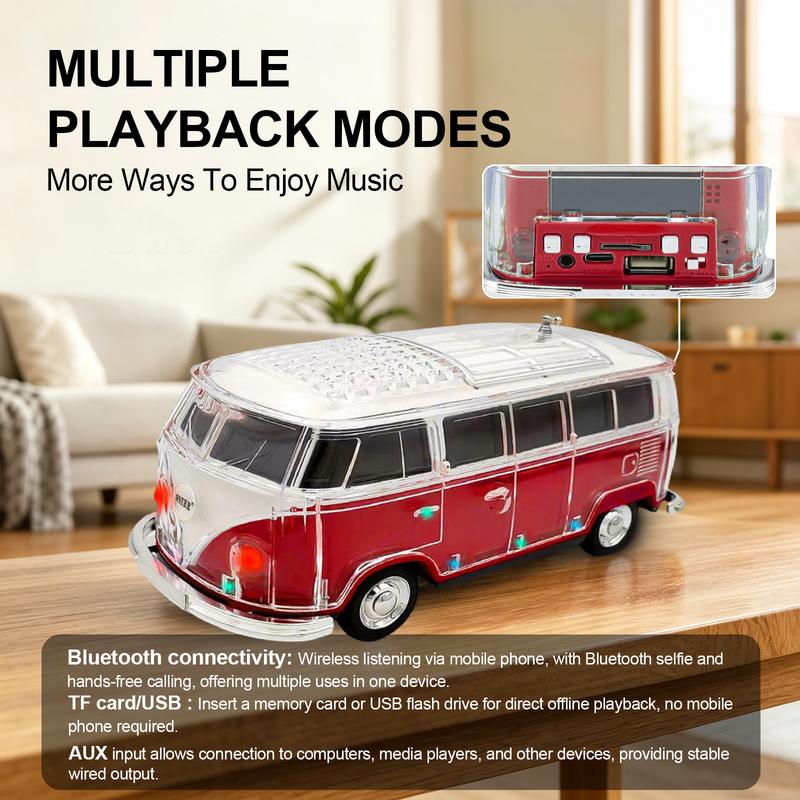 🚌WS-267BT Rechargeable Portable Bluetooth Speaker (Bus/Campervan Shape, ABS Build, 50Hz-20kHz)
