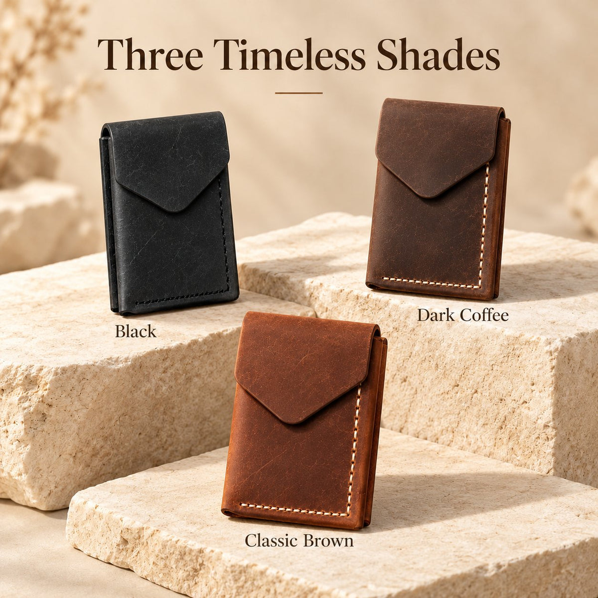💰Handmade genuine leather wallet – Slim Magnetic Card & Cash Holder for Men