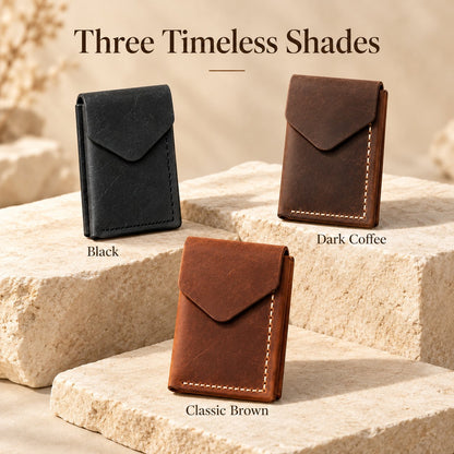 Handmade Genuine Leather Magnetic Wallet – Slim Card & Cash Holder for Men