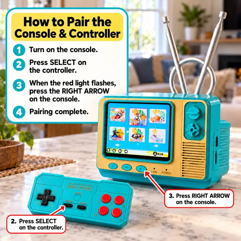 🎮 GV300 Retro Mini TV Game Console – 308 Built-In Games & 2.8-Inch IPS Screen