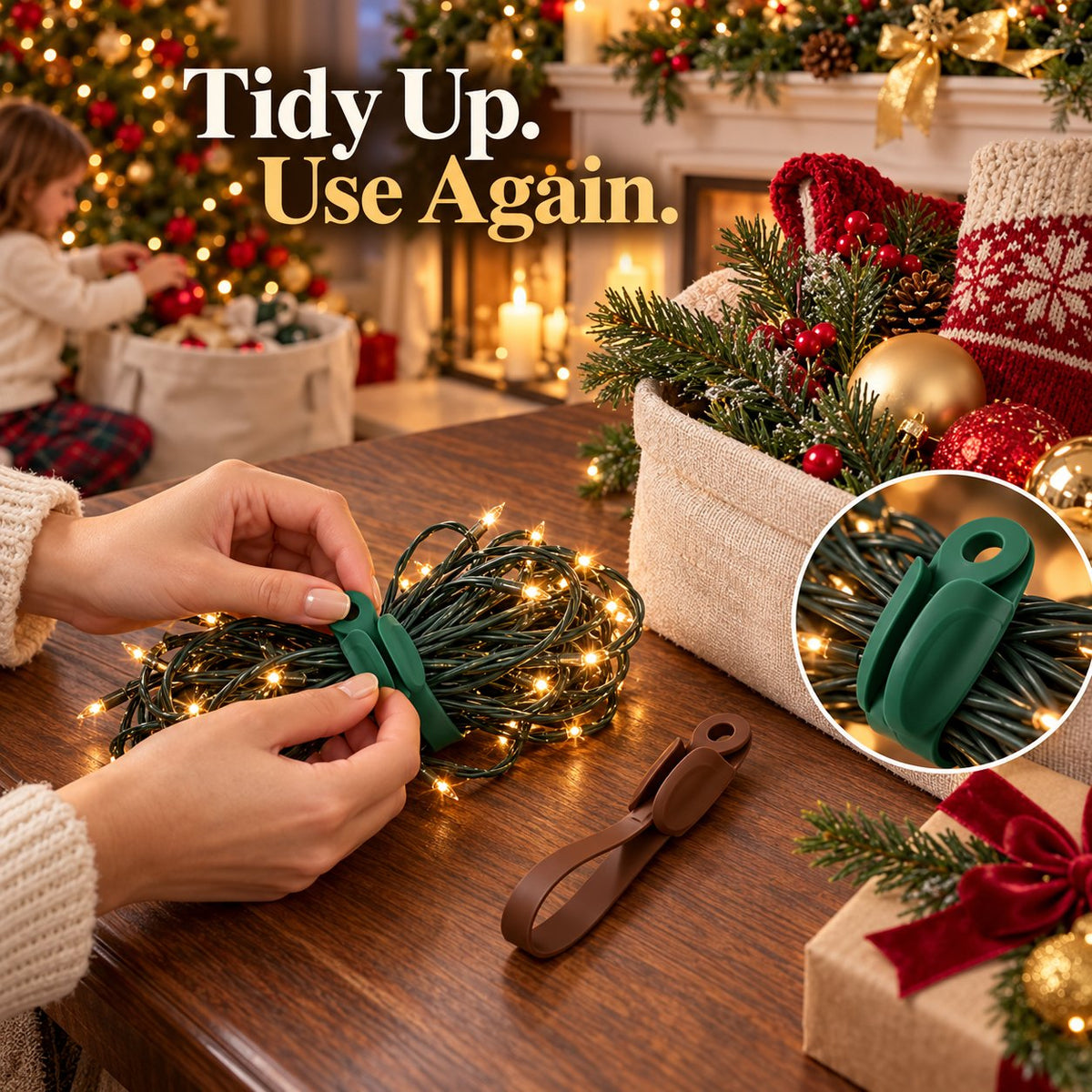 🎄 No Drill Mantel Decor Straps for Christmas Garland（8 PCS）