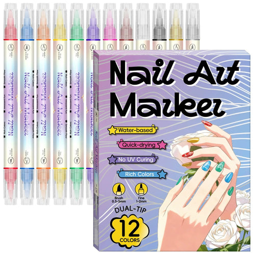 🎨12/24 Colors 3D Nail Art Markers | DIY Dotting & Drawing Pens for Manicure