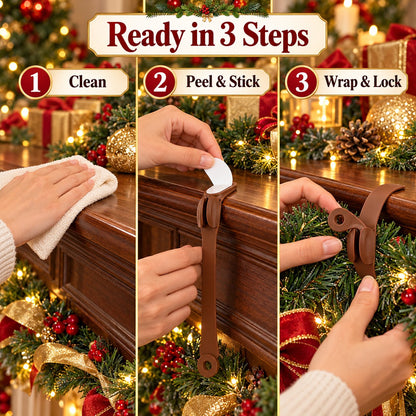 🎄 No Drill Mantel Decor Straps for Christmas Garland（8 PCS）