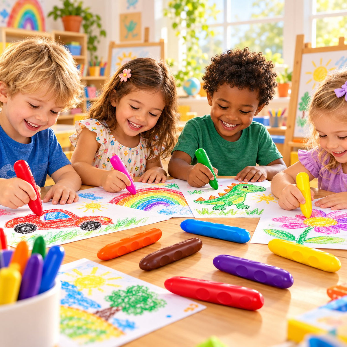 Toddler Friendly Washable Triangle Crayons | Home Art Activity