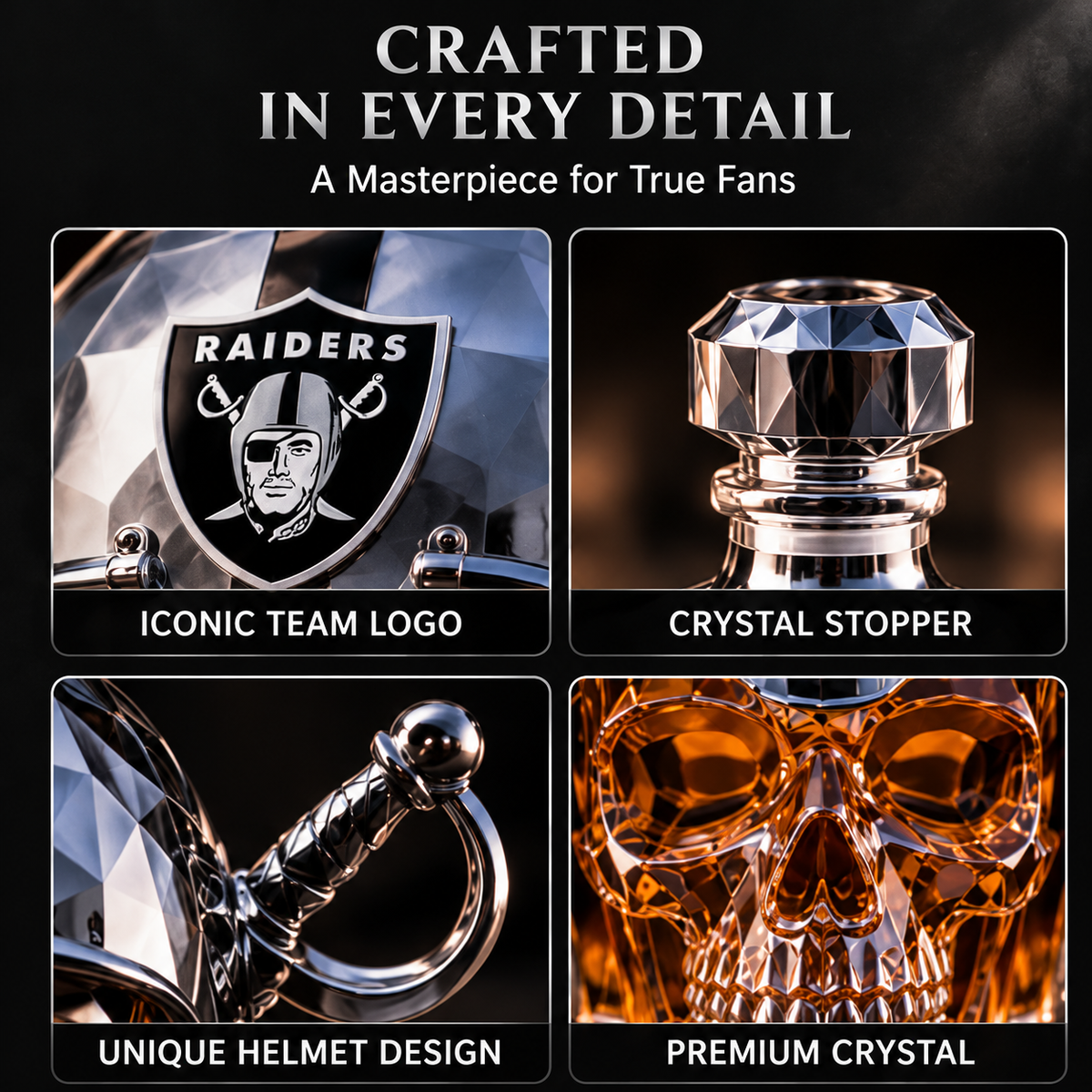 🔥 Limited-Time 49% OFF –🏈 Skull Helmet Decanter - Sculpted Glassware & Home Bar Display 🏆