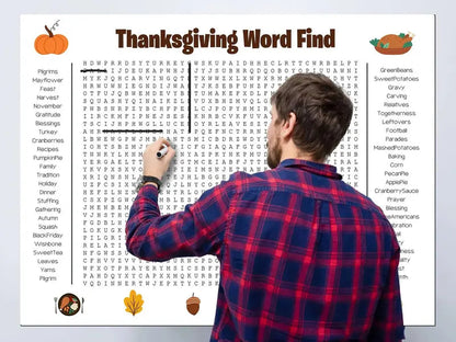 🔥Last Day: Buy 2 Get 1 Free - 🎉 Jumbo Thanksgiving Word Search Poster(🎉Giant 36'x24' Wall Game)