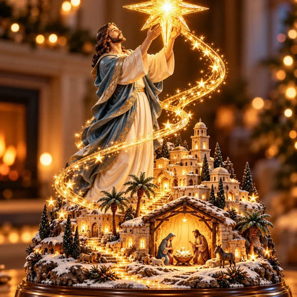 ⭐✨ Bethlehem Star of Hope™ – Jesus Holding the Guiding Star Illuminated Christmas Nativity Scene（20*50cm）
