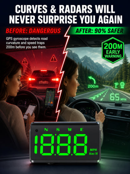 🚀 3D GPS HUD: Plug USB to slash driving risk, No more head-down distraction!