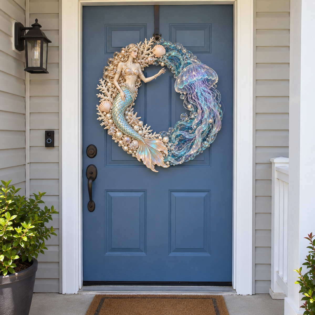 🔥Last Day 50% OFF -🧜‍♀️ Enchanted Mermaid & Glowing Jellyfish Wreath | Bring Ocean Magic Home