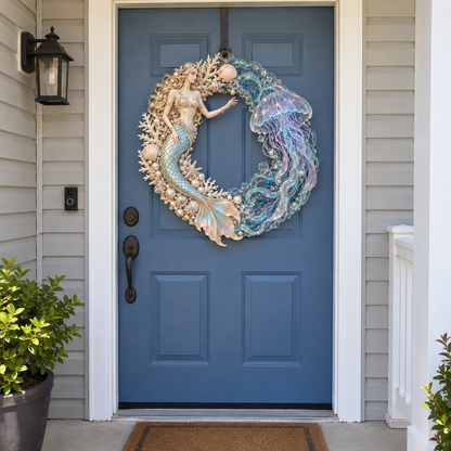 🔥Last Day 50% OFF -🧜‍♀️ Enchanted Mermaid & Glowing Jellyfish Wreath | Bring Ocean Magic Home