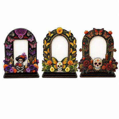 💀🕯️ Last Day 49% OFF – Day of the Dead Memorial Decor | 6-Piece Wooden Photo Frame Set