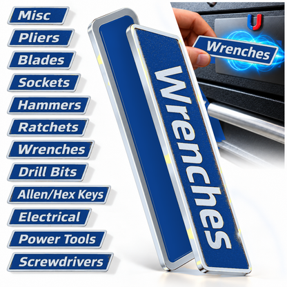 🔧 12-Pack Magnetic Toolbox Labels – Find Your Tools Faster