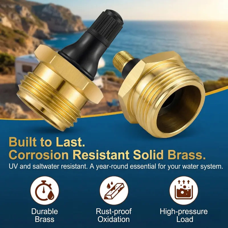🚐💨 Brass RV Winterizing Blowout Adapter – Quick Water Line Drain & Seasonal Maintenance Tool