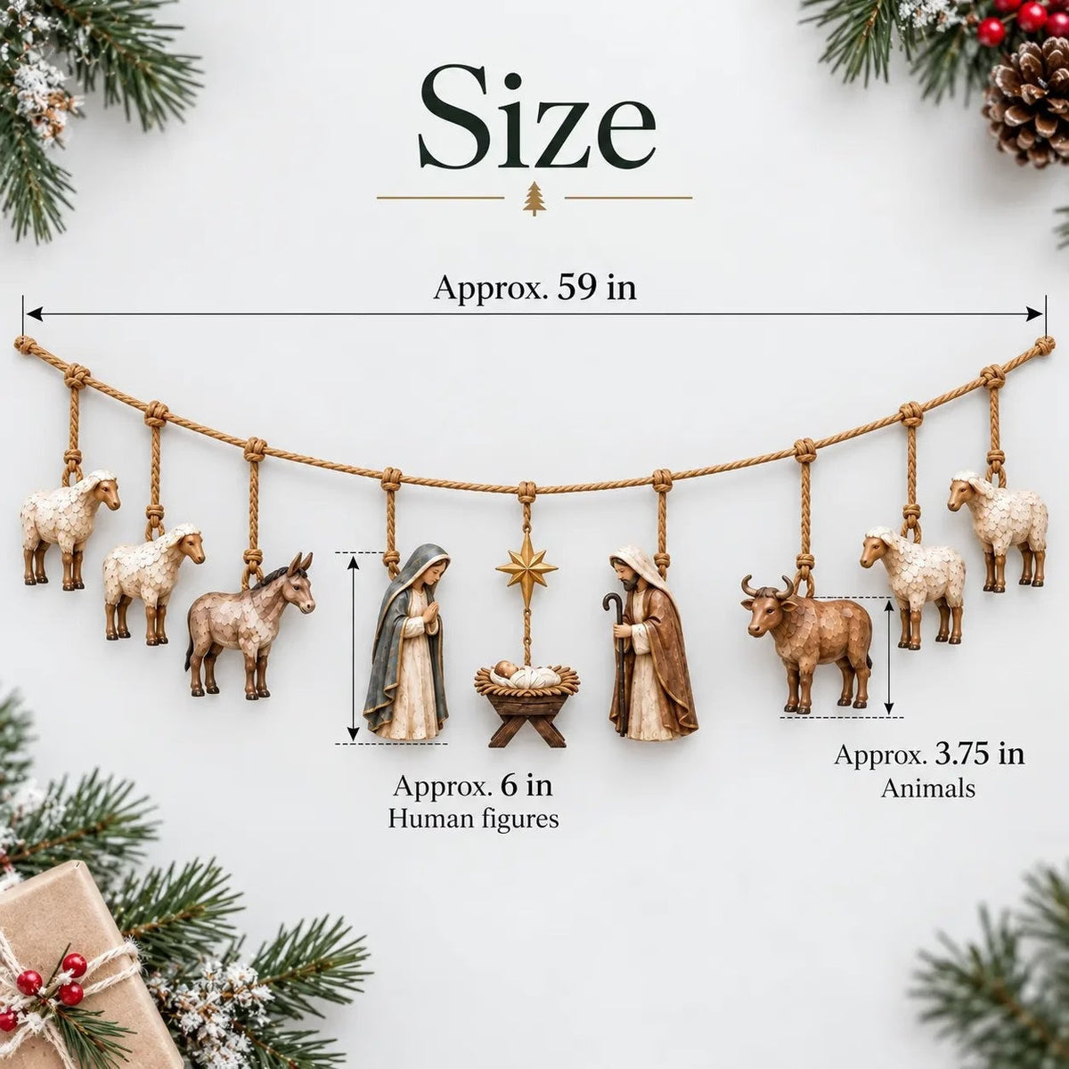 🎄 Handcrafted Wooden Nativity Garland – Bring the Christmas Story Home ✨