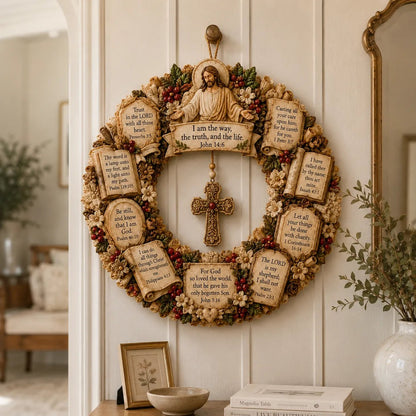 Christian Scripture Wreath Collection – Wood Faith-Inspired Décor（🔥Buy 2 Free Shipping）