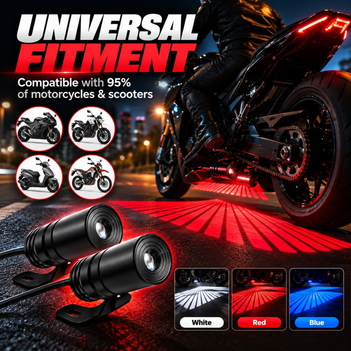 🏍️ Dual Motorcycle Laser Projector Lights!!!