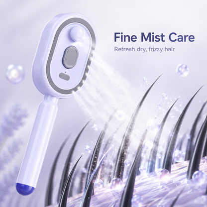 💆 3-in-1 Scalp Spray Massage Comb – Fine Mist Hair Brush with Red Light & Easy-Clean Design