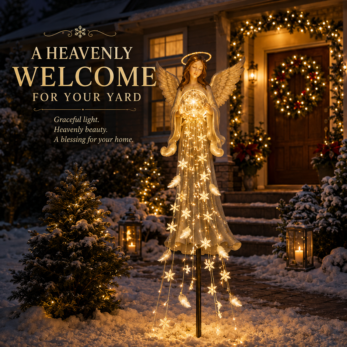 🔥Hot Sale 45% OFF ✨Angel Blessing Fountain– Solar Cascading Angel Garden Light 👼