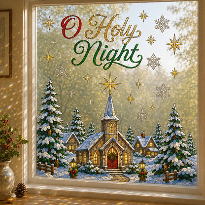 🔥LAST DAY 50% OFF - 🎄Large Christmas Window Sticker | 28×28in Festive Window Art With Snowman, Angel & Holiday Scenes For Home Decor, Christmas Parties & Seasonal Displays ✨