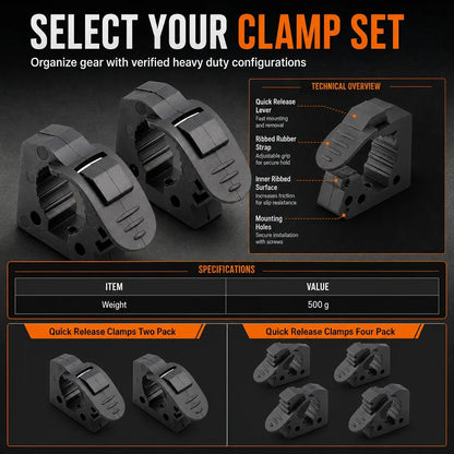 🪢Quick Installation Tool Clamps Stable Mounting Brackets for 3-4cm Tools in Vehicles and Indoors