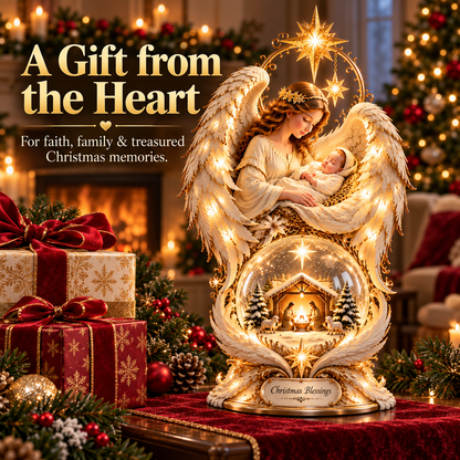 ✨ Christmas Blessings Light-Up Angel & Nativity Christmas Centerpiece