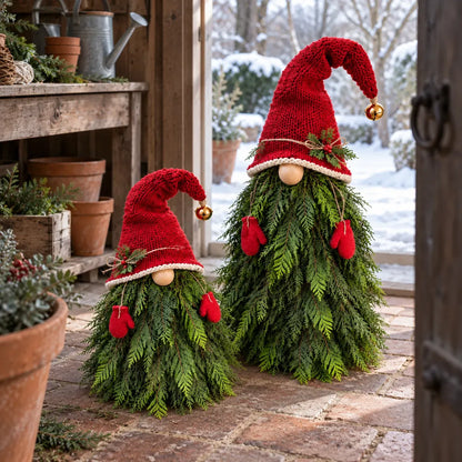 🎄 2-Piece Winter Gnome Porch Decor Set – Evergreen Beard Entryway Decorations
