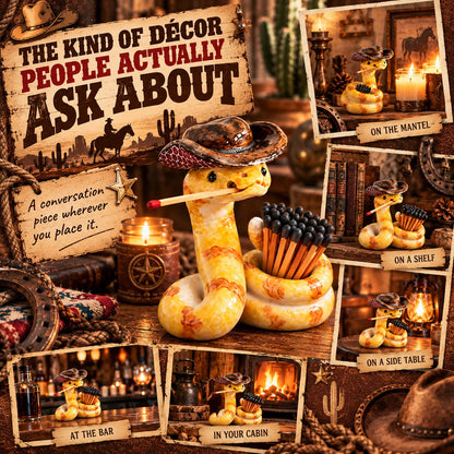 🤠 Funny Cowboy Rattlesnake Match Holder – Rustic Western Décor & Unique Gift