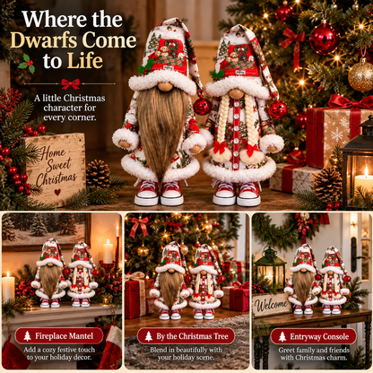Festive Gnome Couple Figurines