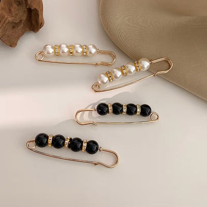 ✨ Pearl & Rhinestone Safety Pin Brooch – Elegant Decorative Fashion Accessory
