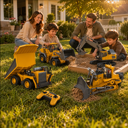 4-Vehicle RC Construction Set🚜 Built For Little Builders