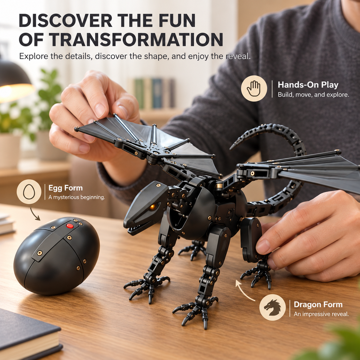 🔥LAST DAY 49% OFF This Egg Transforms Into a Dragon 🐉 – 2-in-1 Mechanical Dragon Figure