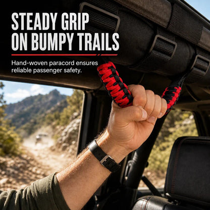 🚙 LIMITED-TIME 50% OFF! 🤝 Non-Slip Paracord Braided Roof Grab Handle – For SUV & Off-Road Vehicles ✨