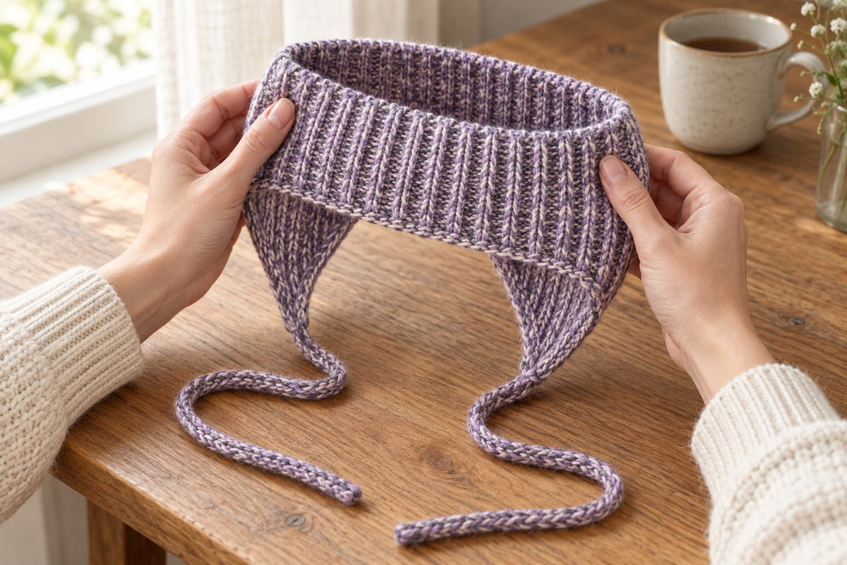 Handmade Wool Earflap Tie Headband
