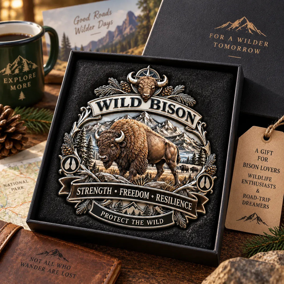 🦬Wild Bison 3D Metal Car Emblem – Strength · Freedom · Resilience