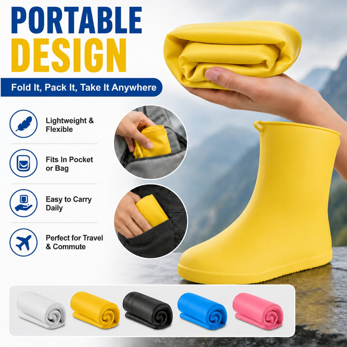⏰ LAST DAY 50% OFF-🌧️Heavy-Duty Non-Slip Reusable Waterproof Shoe Covers – Keep Shoes Clean & Dry