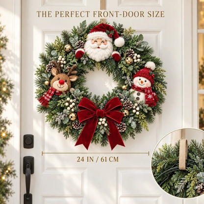 🎄 LAST DAY 50% OFF – Christmas Character Wreath with Santa, Reindeer & Snowman🎅🏻🫎⛄
