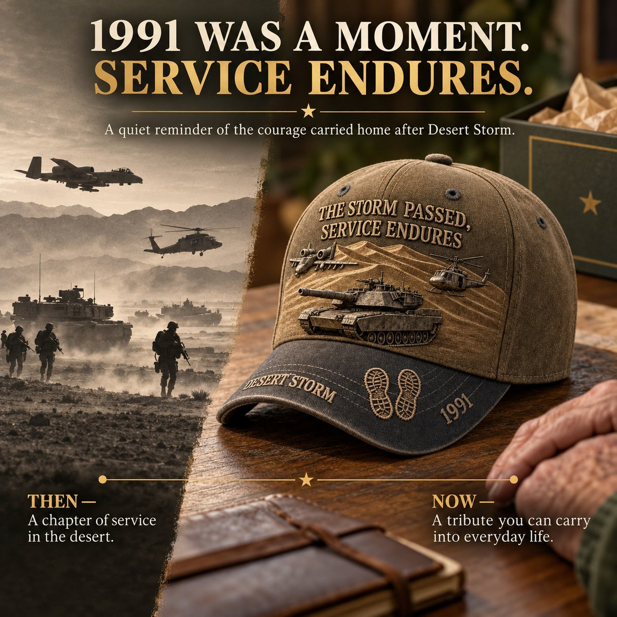 ⏳ Last Day 49% OFF – 🎖️ Desert Storm 1991 Veteran Cap | Vintage Washed Military Tribute 🧢