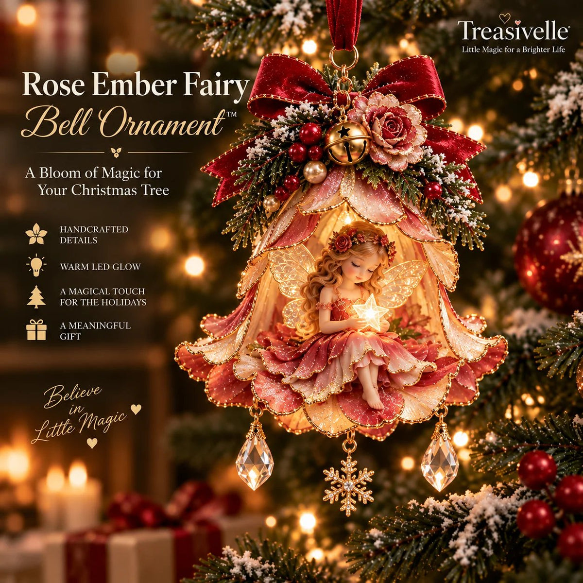 🧚‍♀️🎄 Holiday Collector’s Set | All 7 Light-Up Fairy Bell Ornaments – 50% OFF + FREE SHIPPING
